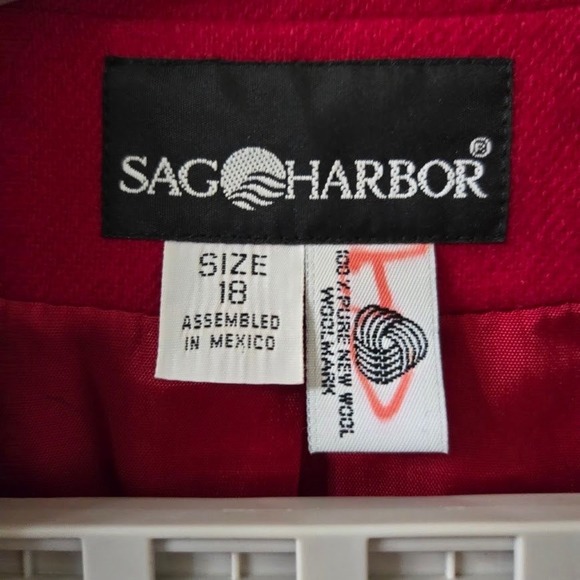 Sag Harbor Women Blazer Size 18 Red Wool Blend Single Button Office Casual - Picture 5 of 9